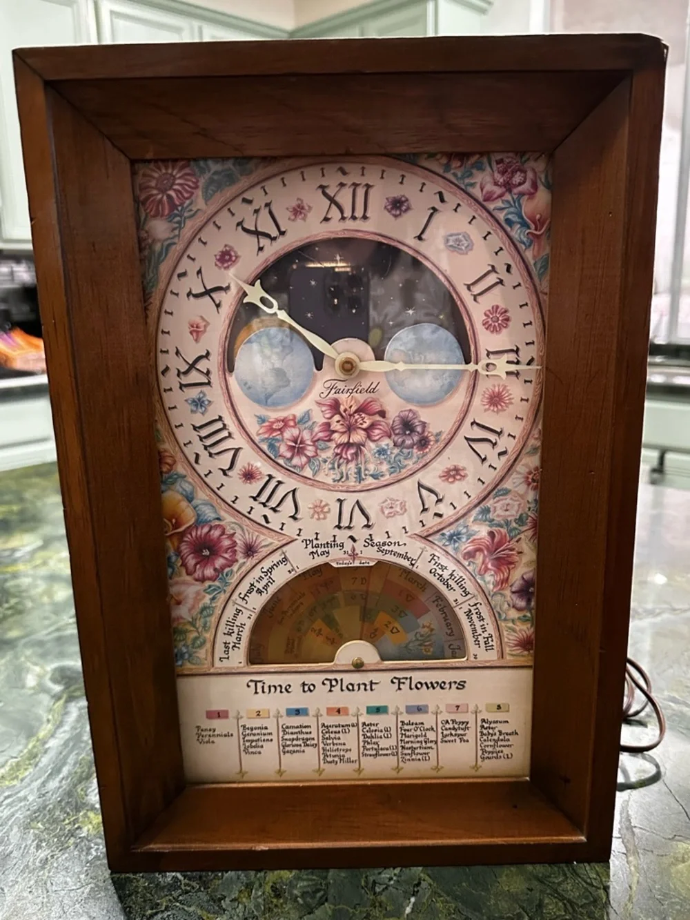 70’s FAIRFIELD Farmers Almanac Moon dial gardeners Clock Movement for Home Decor